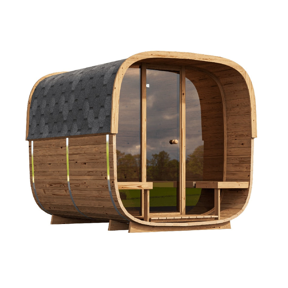 4 Person Traditional Outdoor Red Cedar Cube Sauna With Porch